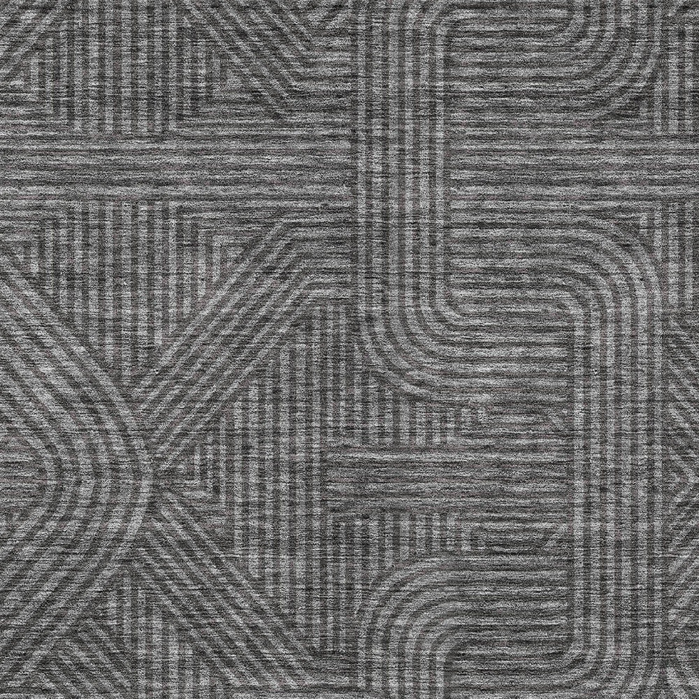 Tabselect Home Line 8' X 10' Charcoal And Gray Abstract Washable Indoor Outdoor Area Rug