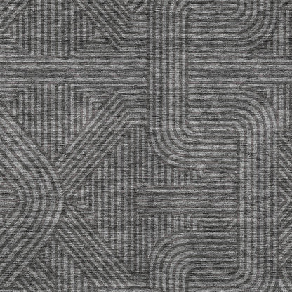 Tabselect Home Line 8' X 10' Charcoal And Gray Abstract Washable Indoor Outdoor Area Rug