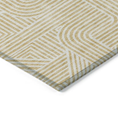 Tabselect Home Line 5' X 8' Gold And Beige Abstract Washable Indoor Outdoor Area Rug