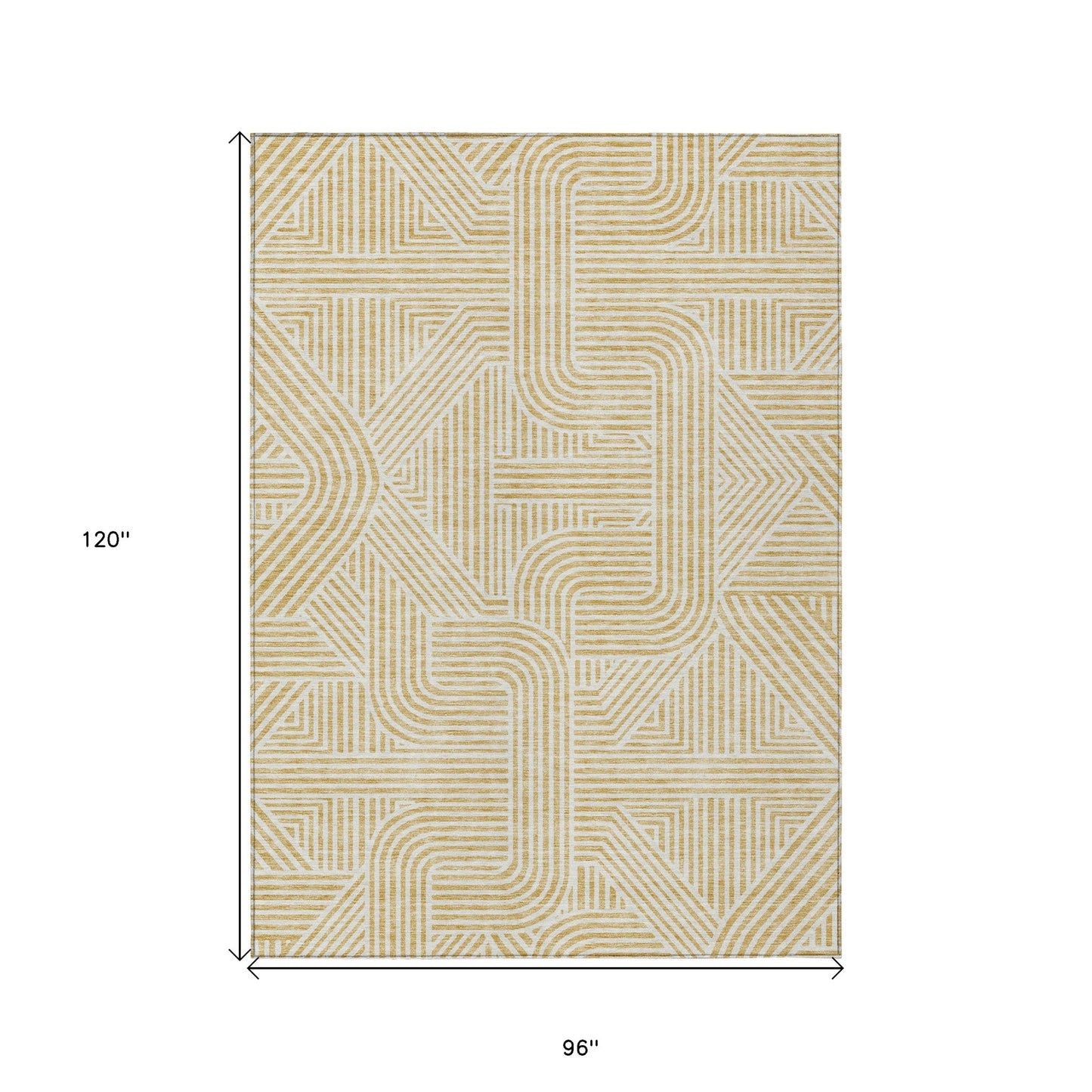 Tabselect Home Line 8' X 10' Gold And Beige Abstract Washable Indoor Outdoor Area Rug