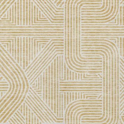 Tabselect Home Line 8' X 10' Gold And Beige Abstract Washable Indoor Outdoor Area Rug