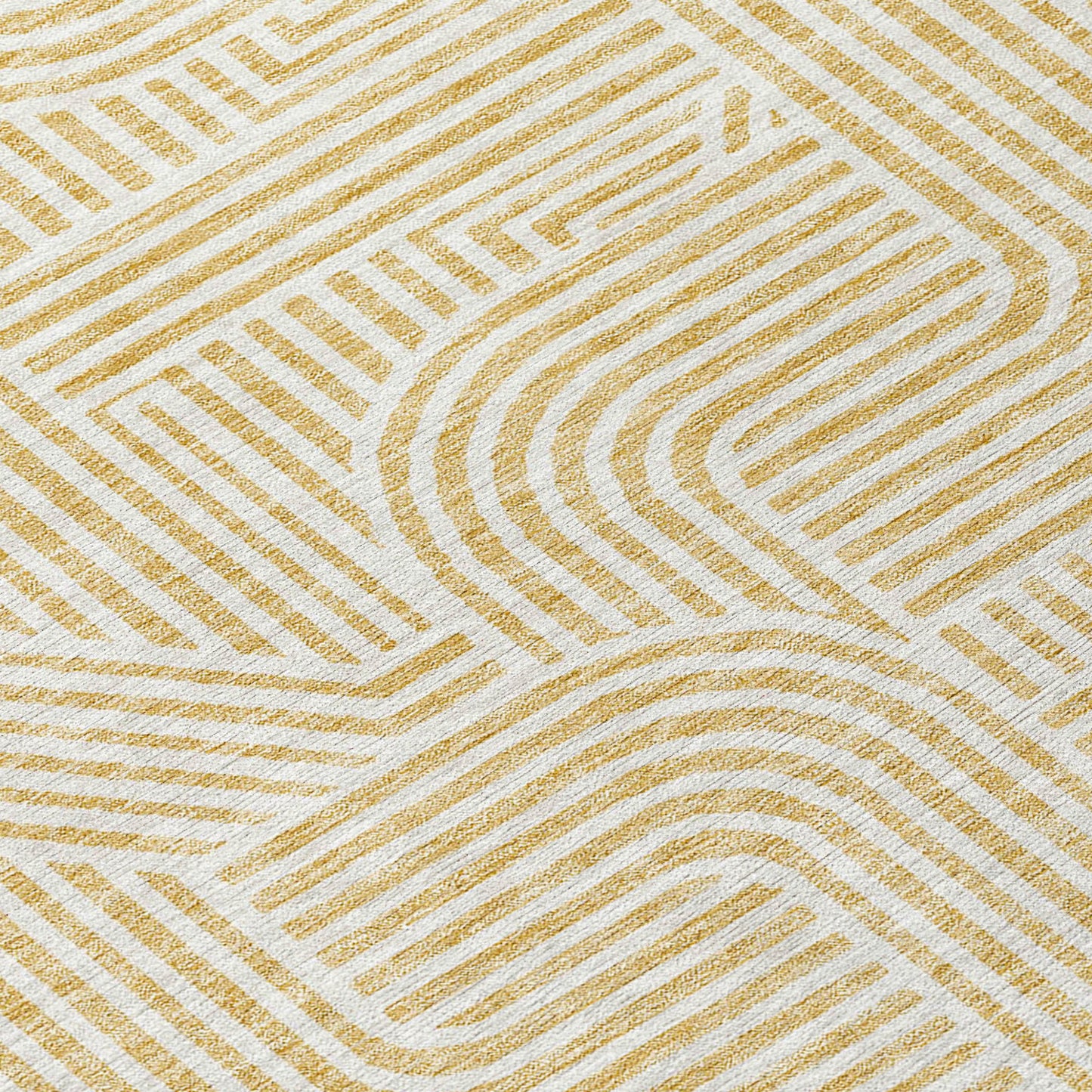 Tabselect Home Line 8' X 10' Gold And Beige Abstract Washable Indoor Outdoor Area Rug