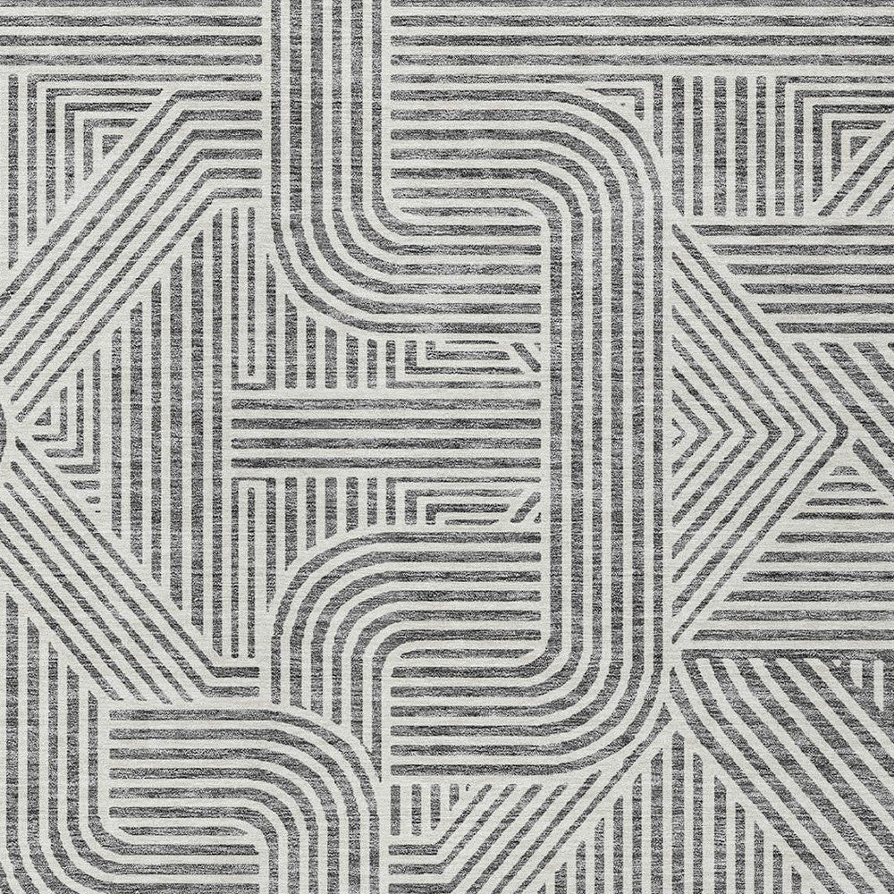 Tabselect Home Line 5' X 8' Gray And Ivory Abstract Washable Indoor Outdoor Area Rug