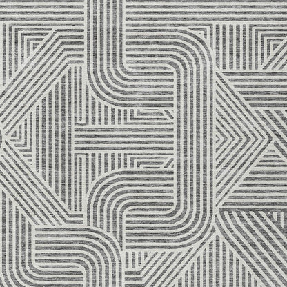 Tabselect Home Line 5' X 8' Gray And Ivory Abstract Washable Indoor Outdoor Area Rug