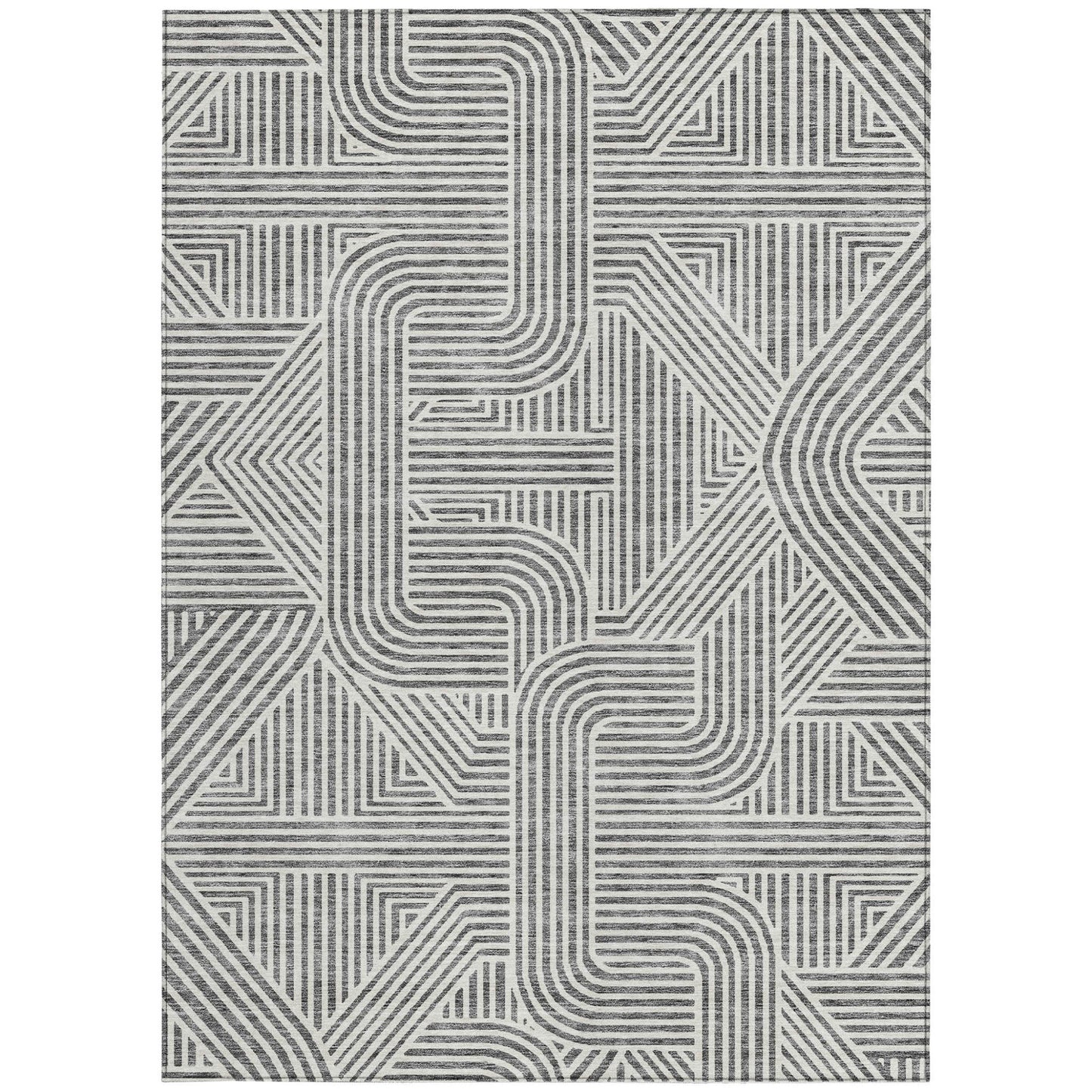 Tabselect Home Line 5' X 8' Gray And Ivory Abstract Washable Indoor Outdoor Area Rug