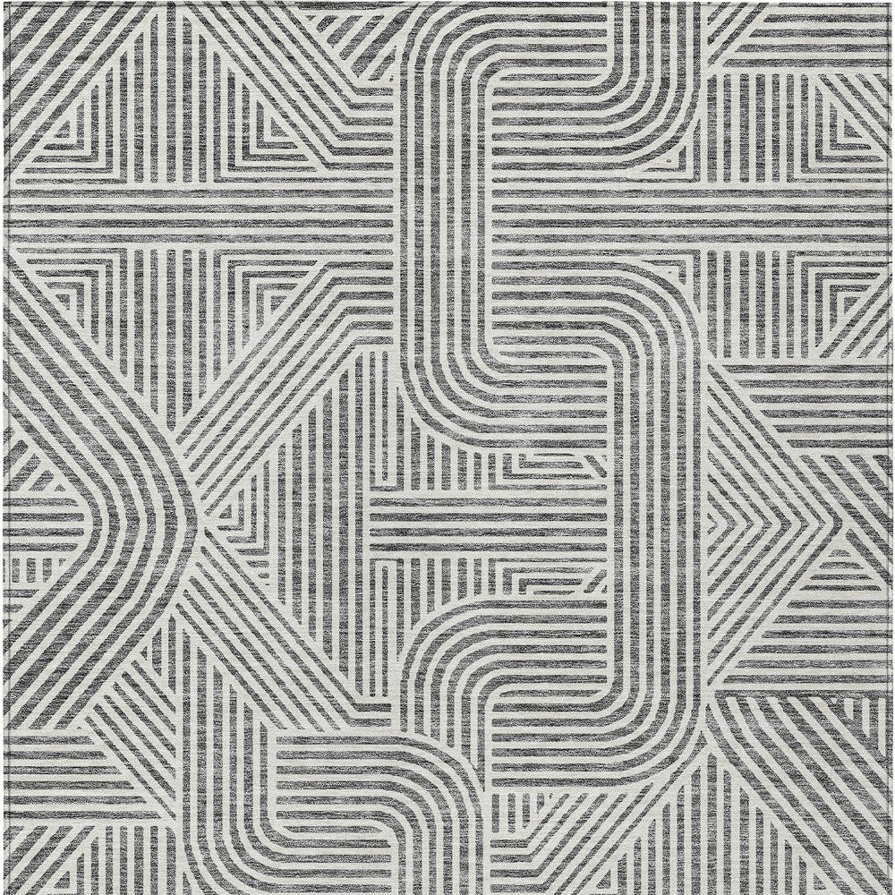 Tabselect Home Line 8' X 10' Gray And Ivory Abstract Washable Indoor Outdoor Area Rug