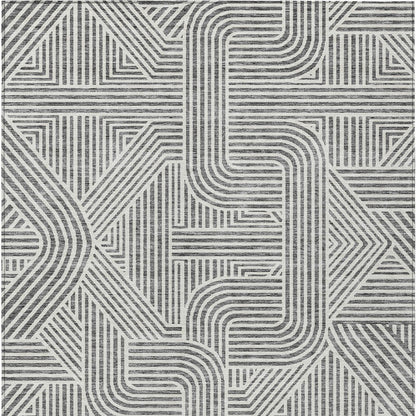 Tabselect Home Line 8' X 10' Gray And Ivory Abstract Washable Indoor Outdoor Area Rug