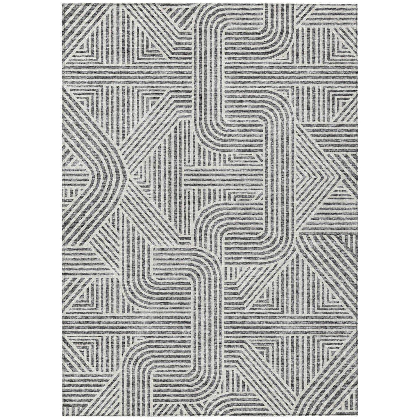 Tabselect Home Line 8' X 10' Gray And Ivory Abstract Washable Indoor Outdoor Area Rug