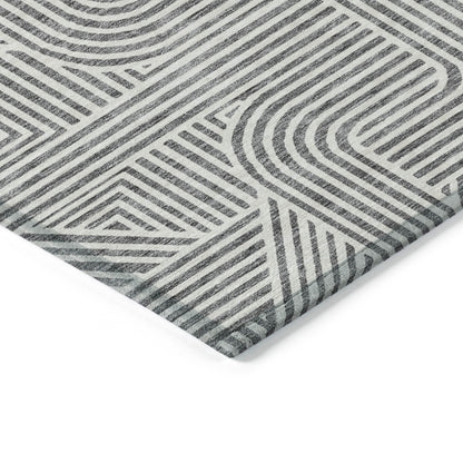Tabselect Home Line 8' X 10' Gray And Ivory Abstract Washable Indoor Outdoor Area Rug