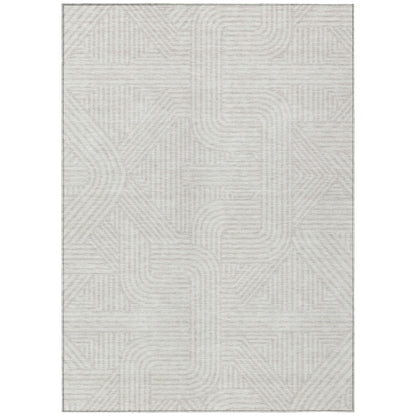 Tabselect Home Line 5' X 8' Ivory And Gray Abstract Washable Indoor Outdoor Area Rug