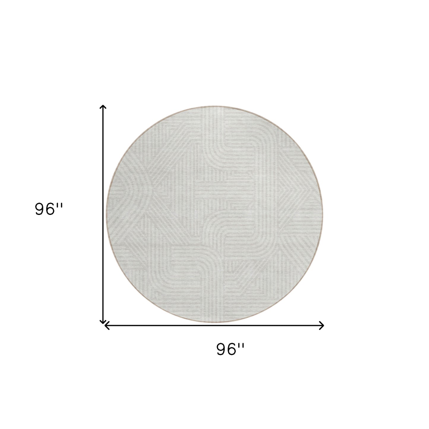 Tabselect Home Line 8' Ivory And Gray Round Abstract Washable Indoor Outdoor Area Rug