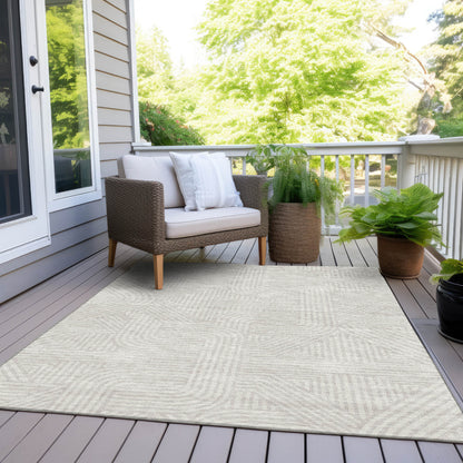 Tabselect Home Line 8' X 10' Ivory And Gray Abstract Washable Indoor Outdoor Area Rug