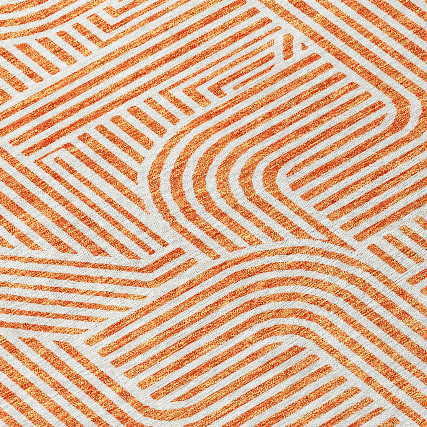 Tabselect Home Line 5' X 8' Orange And Ivory Abstract Washable Indoor Outdoor Area Rug