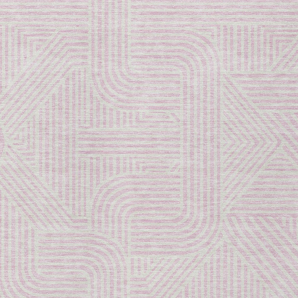 Tabselect Home Line 5' X 8' Pink And Ivory Abstract Washable Indoor Outdoor Area Rug