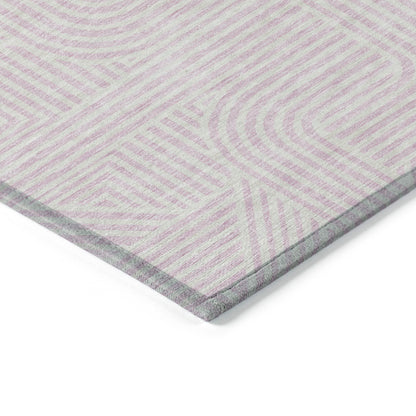 Tabselect Home Line 5' X 8' Pink And Ivory Abstract Washable Indoor Outdoor Area Rug