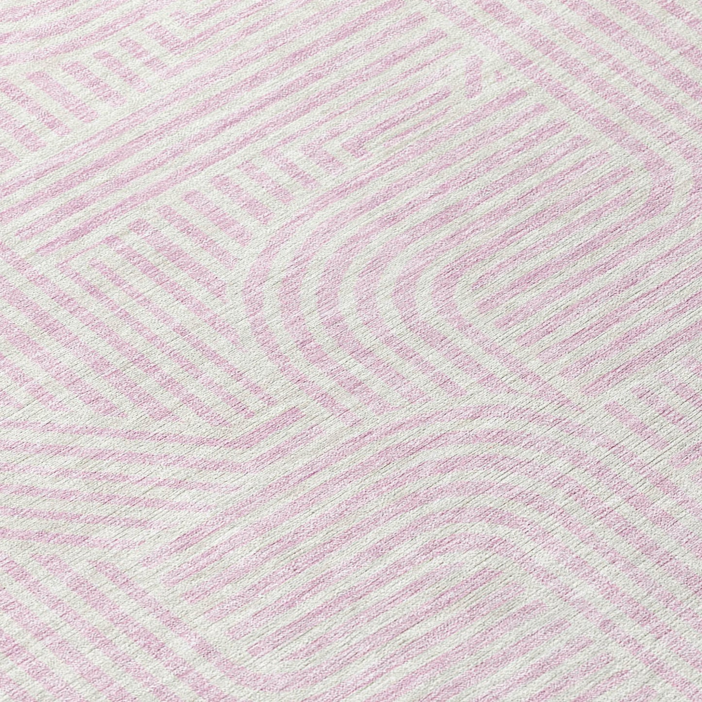 Tabselect Home Line 8' Pink And Ivory Round Abstract Washable Indoor Outdoor Area Rug