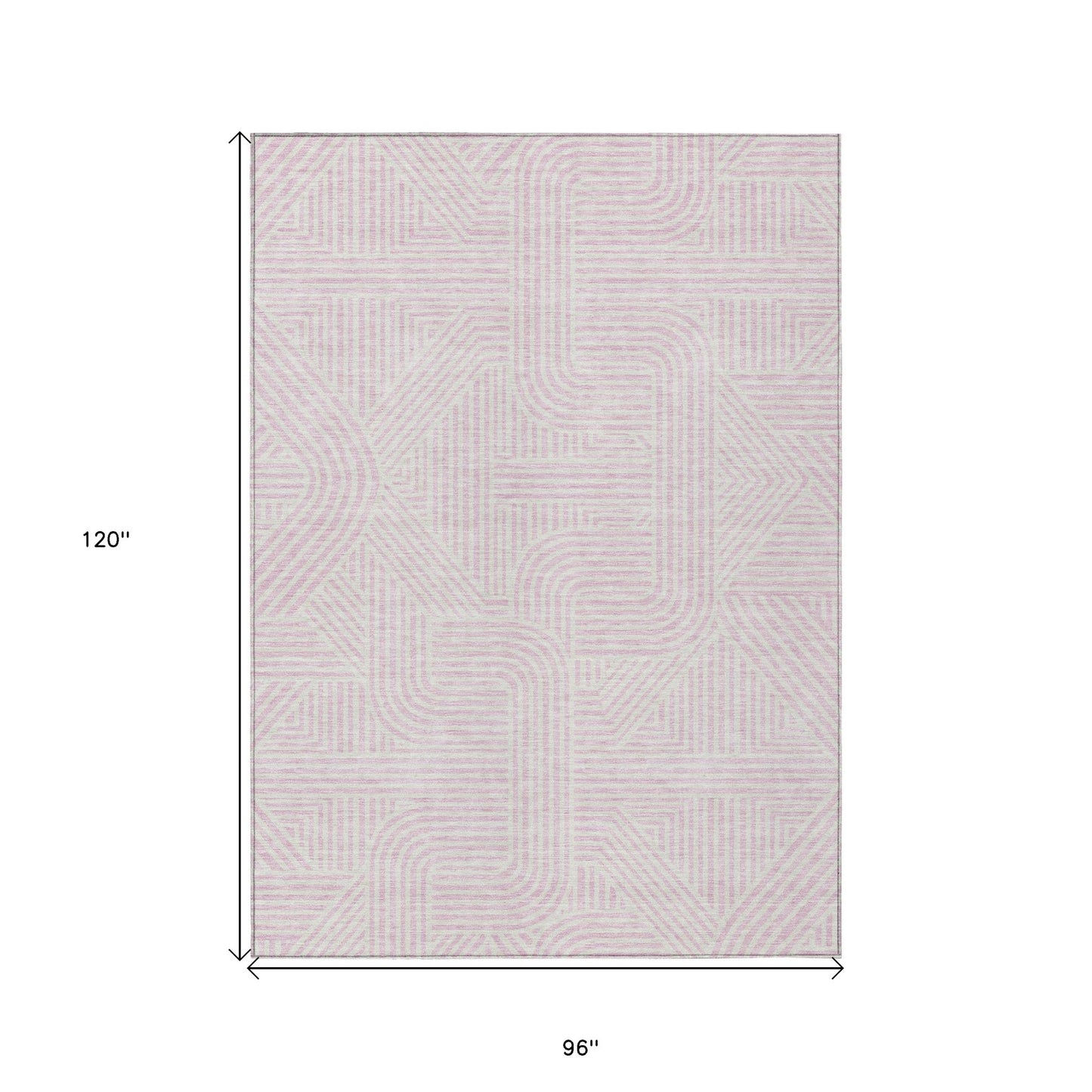 Tabselect Home Line 8' X 10' Pink And Ivory Abstract Washable Indoor Outdoor Area Rug