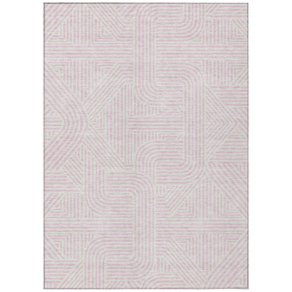 Tabselect Home Line 8' X 10' Pink And Ivory Abstract Washable Indoor Outdoor Area Rug