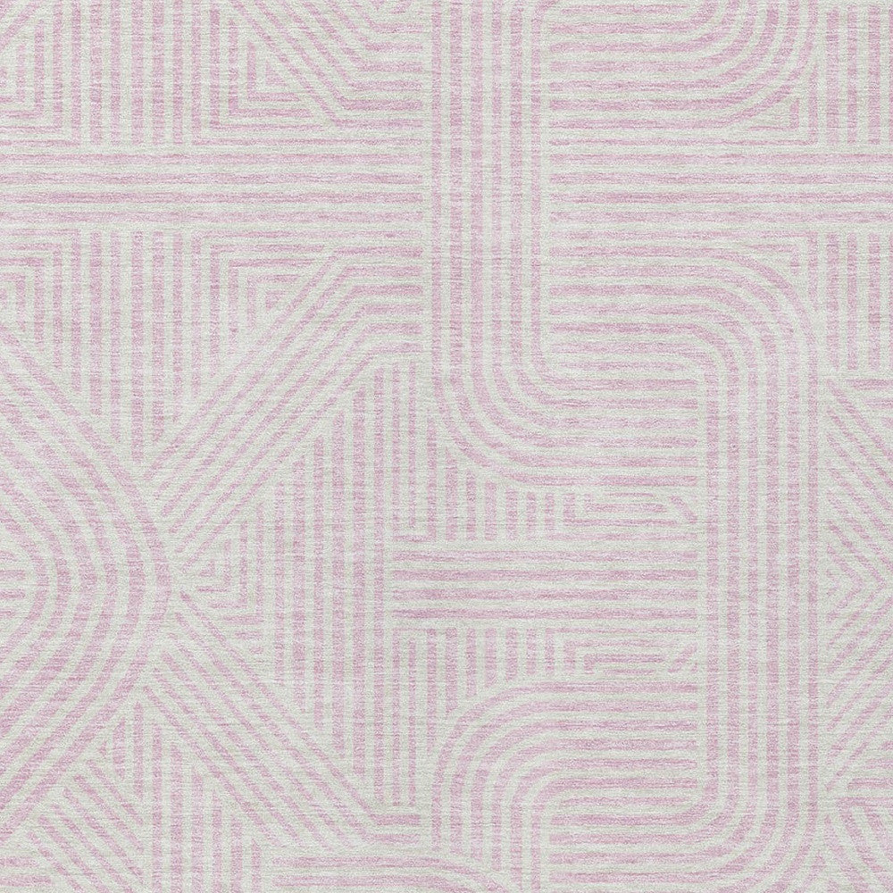 Tabselect Home Line 8' X 10' Pink And Ivory Abstract Washable Indoor Outdoor Area Rug