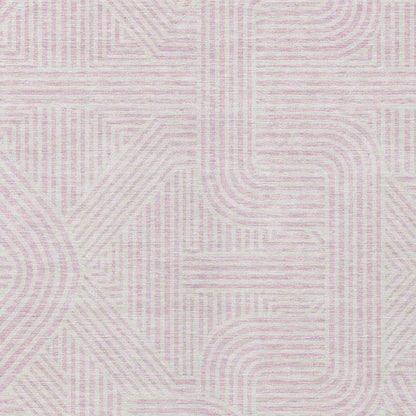Tabselect Home Line 8' X 10' Pink And Ivory Abstract Washable Indoor Outdoor Area Rug
