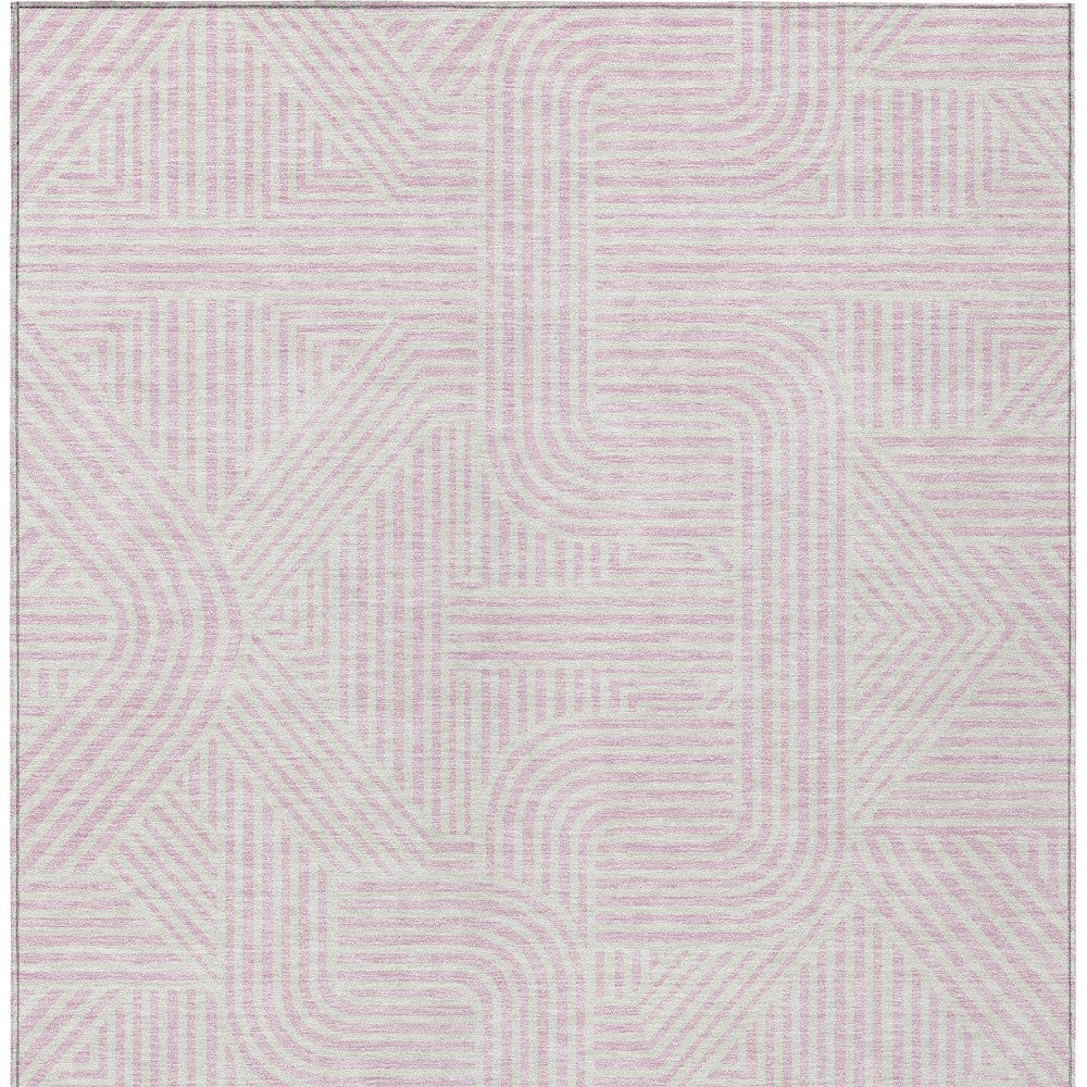 Tabselect Home Line 8' X 10' Pink And Ivory Abstract Washable Indoor Outdoor Area Rug