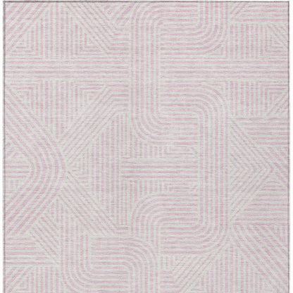 Tabselect Home Line 8' X 10' Pink And Ivory Abstract Washable Indoor Outdoor Area Rug