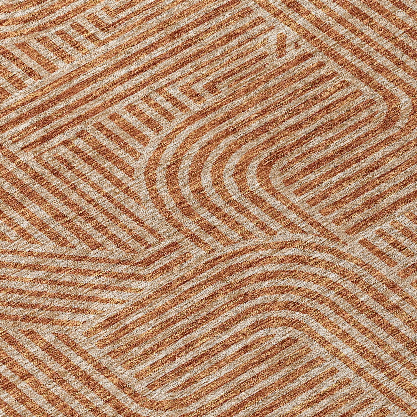 Tabselect Home Line 5' X 8' Terra Cotta And Brown Abstract Washable Indoor Outdoor Area Rug