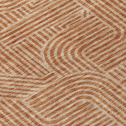 Tabselect Home Line 8' Terra Cotta And Brown Round Abstract Washable Indoor Outdoor Area Rug