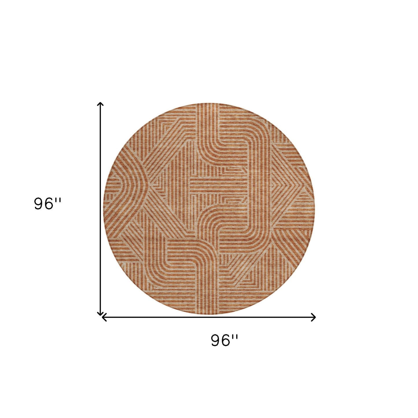 Tabselect Home Line 8' Terra Cotta And Brown Round Abstract Washable Indoor Outdoor Area Rug