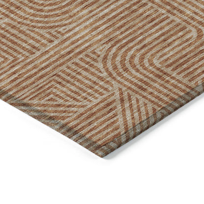 Tabselect Home Line 8' X 10' Terra Cotta And Brown Abstract Washable Indoor Outdoor Area Rug