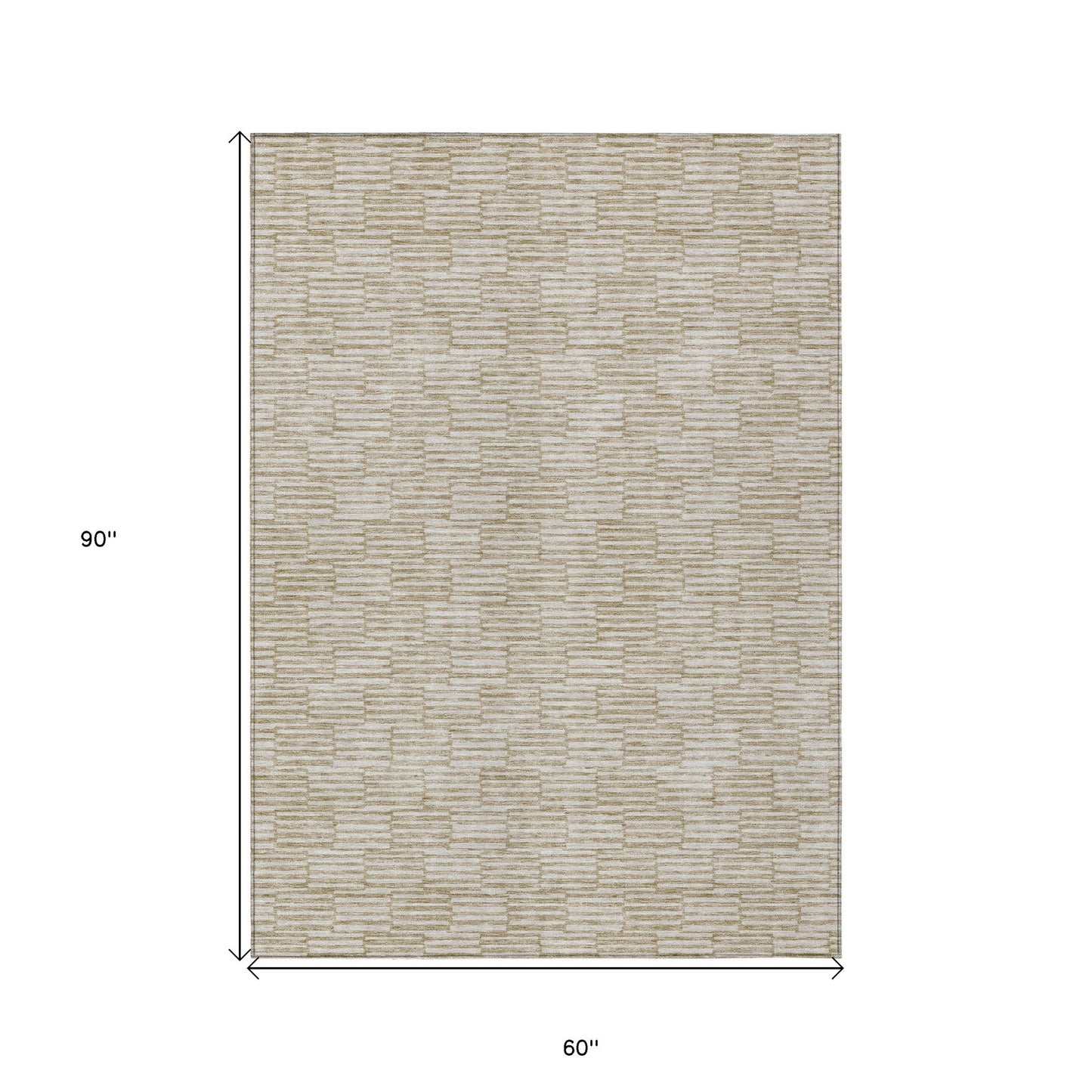Tabselect Home Line 5' X 8' Beige And Ivory Geometric Washable Indoor Outdoor Area Rug