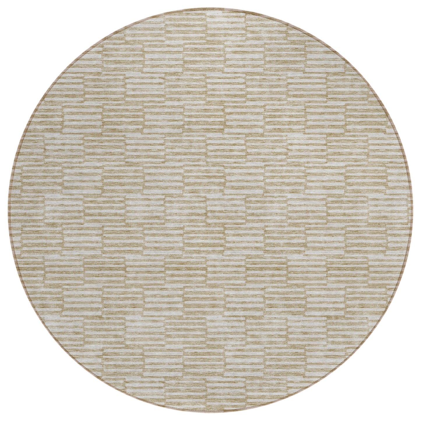 Tabselect Home Line 8' Beige And Ivory Round Geometric Washable Indoor Outdoor Area Rug