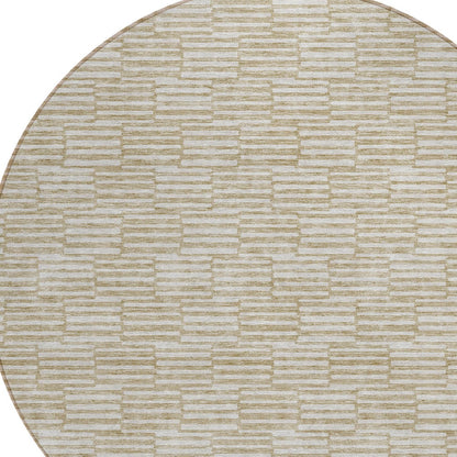 Tabselect Home Line 8' Beige And Ivory Round Geometric Washable Indoor Outdoor Area Rug