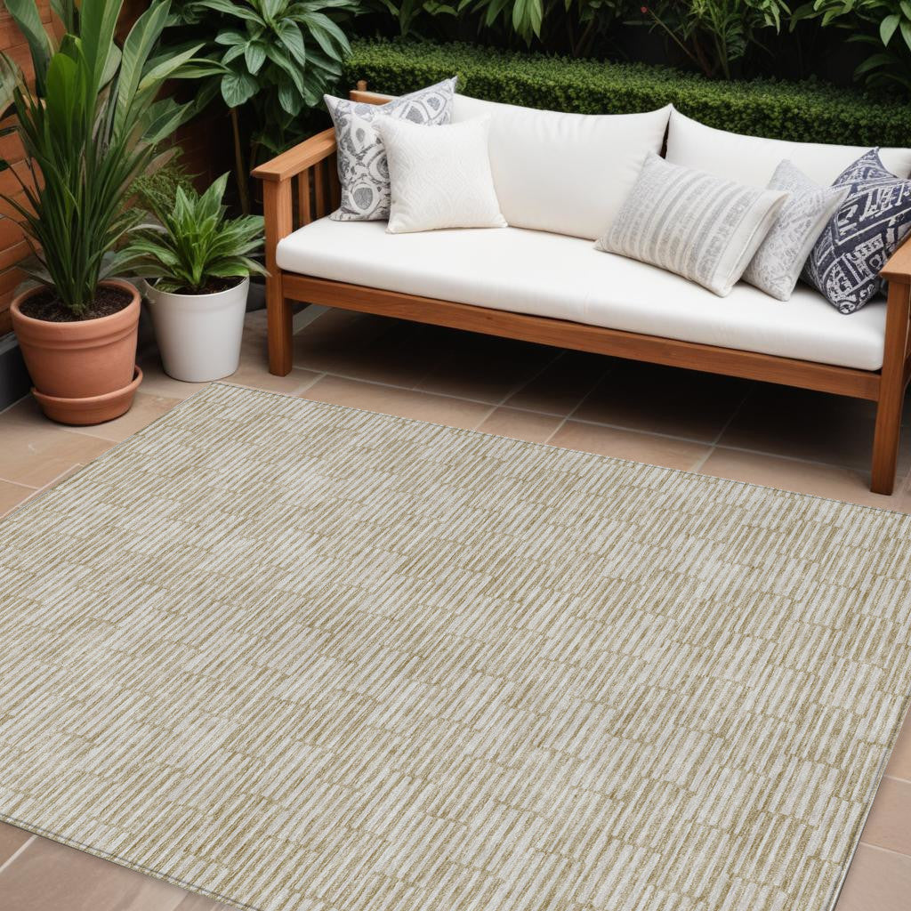 Tabselect Home Line 8' X 10' Beige And Ivory Geometric Washable Indoor Outdoor Area Rug