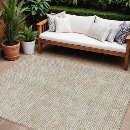 Tabselect Home Line 8' X 10' Beige And Ivory Geometric Washable Indoor Outdoor Area Rug
