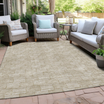 Tabselect Home Line 8' X 10' Beige And Ivory Geometric Washable Indoor Outdoor Area Rug