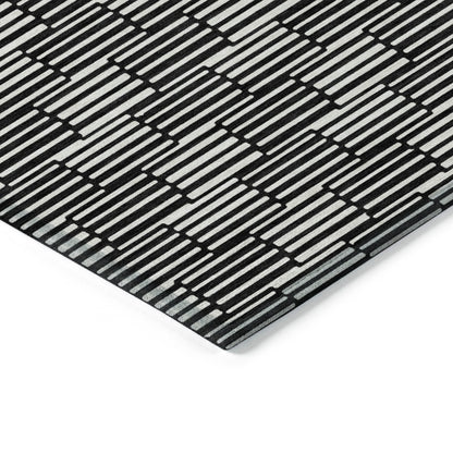 Tabselect Home Line 5' X 8' Black And Ivory Geometric Washable Indoor Outdoor Area Rug