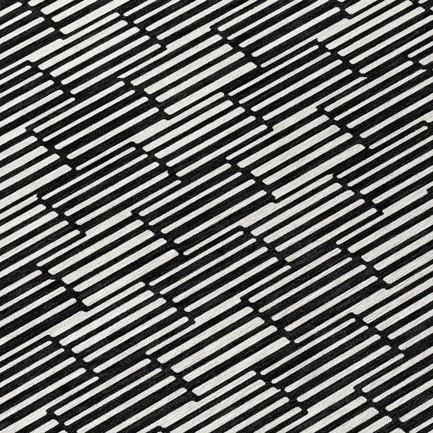 Tabselect Home Line 8' Black And Ivory Round Geometric Washable Indoor Outdoor Area Rug