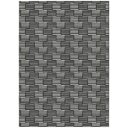 Tabselect Home Line 8' X 10' Black And Ivory Geometric Washable Indoor Outdoor Area Rug