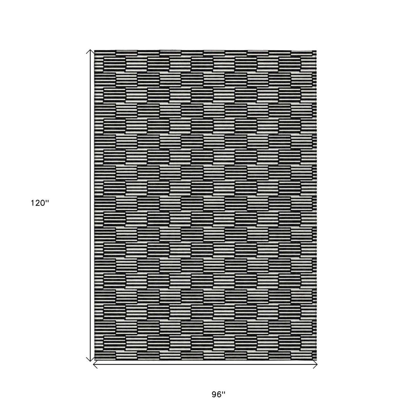 Tabselect Home Line 8' X 10' Black And Ivory Geometric Washable Indoor Outdoor Area Rug