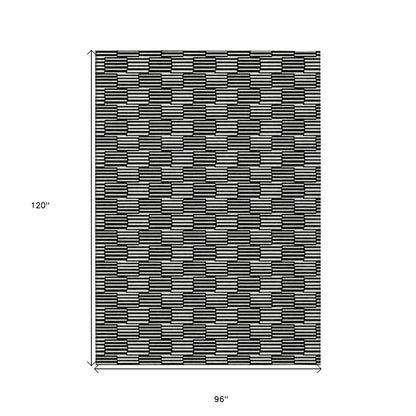 Tabselect Home Line 8' X 10' Black And Ivory Geometric Washable Indoor Outdoor Area Rug