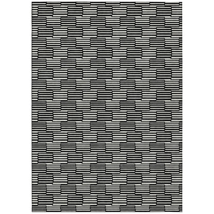 Tabselect Home Line 8' X 10' Black And Ivory Geometric Washable Indoor Outdoor Area Rug