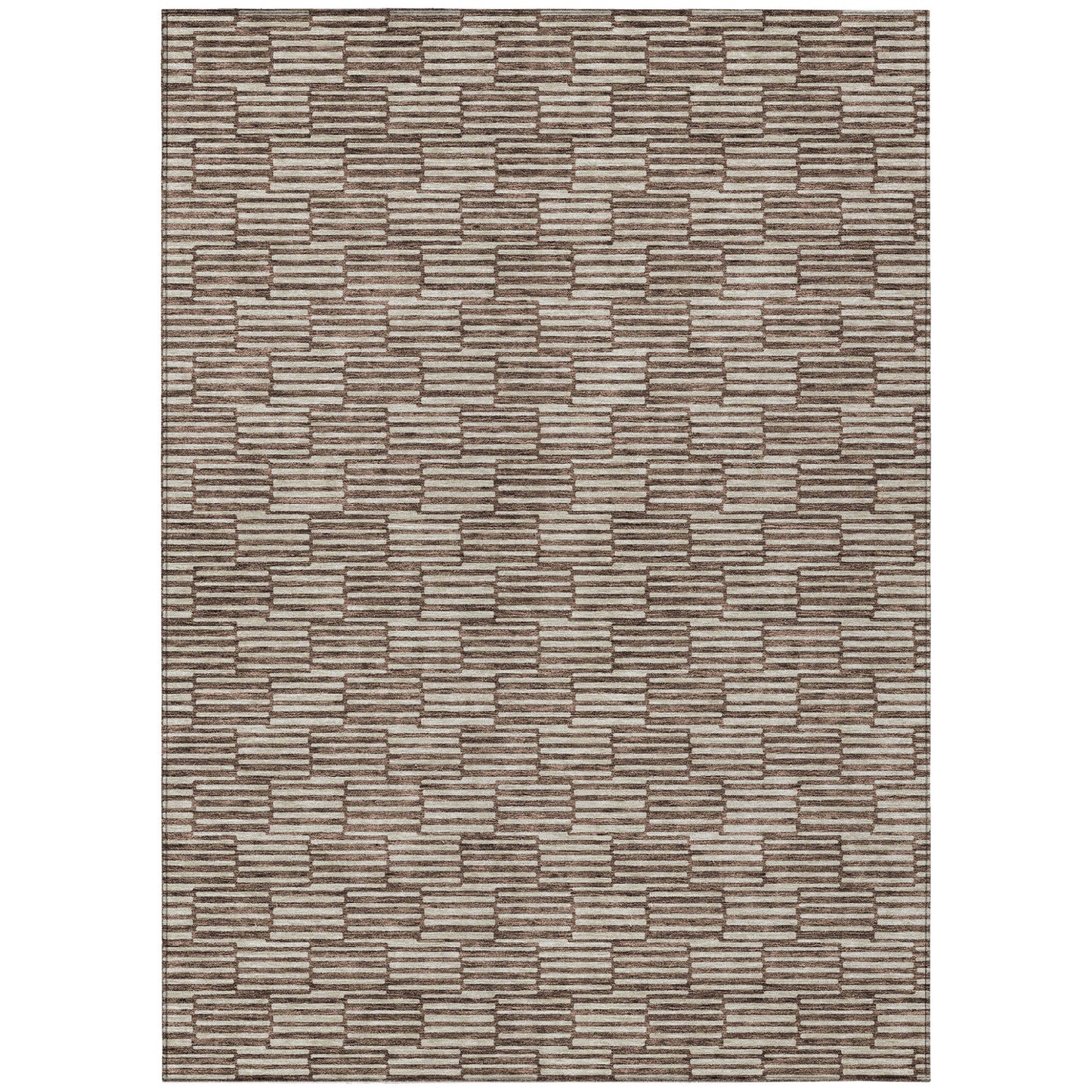 Tabselect Home Line 5' X 8' Brown And Beige Geometric Washable Indoor Outdoor Area Rug