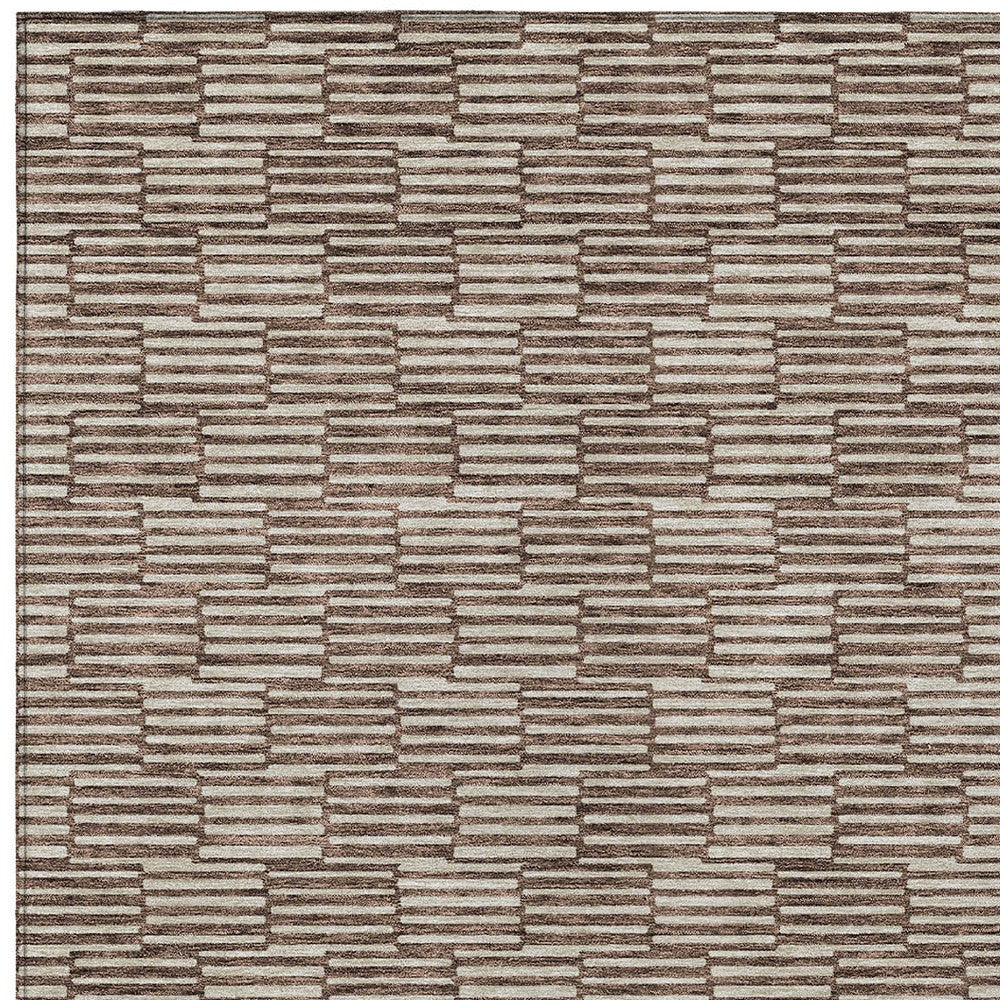 Tabselect Home Line 5' X 8' Brown And Beige Geometric Washable Indoor Outdoor Area Rug