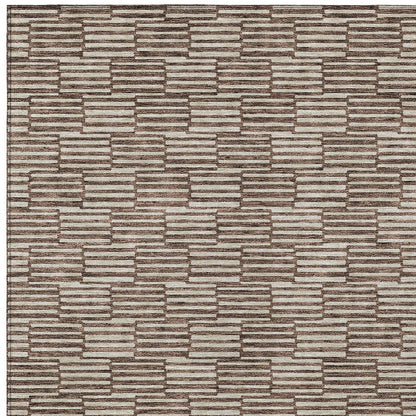 Tabselect Home Line 5' X 8' Brown And Beige Geometric Washable Indoor Outdoor Area Rug