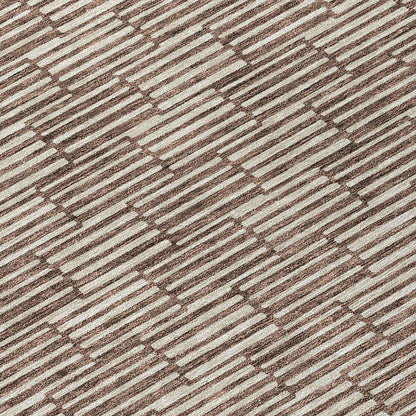 Tabselect Home Line 8' Brown And Beige Round Geometric Washable Indoor Outdoor Area Rug