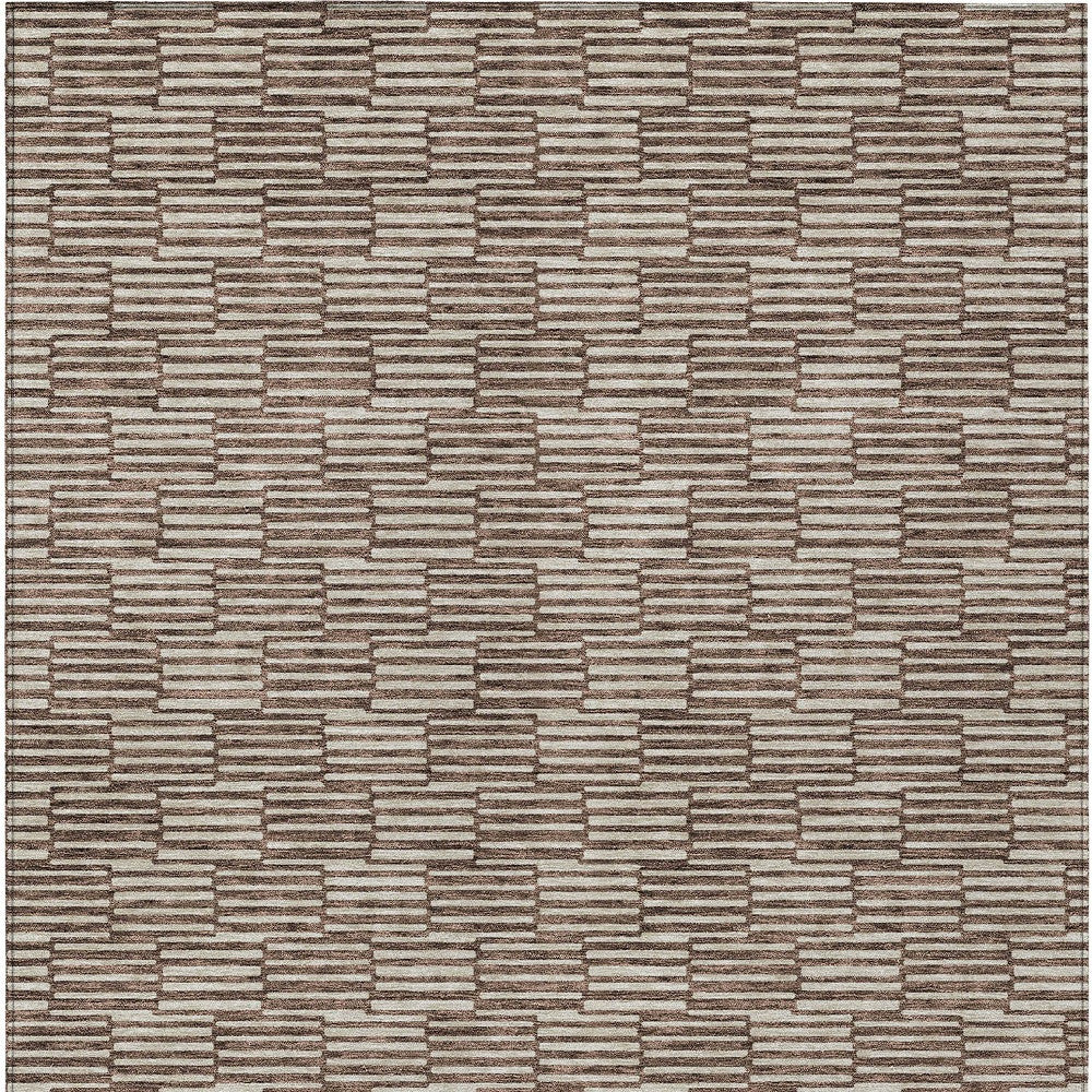 Tabselect Home Line 8' X 10' Brown And Beige Geometric Washable Indoor Outdoor Area Rug