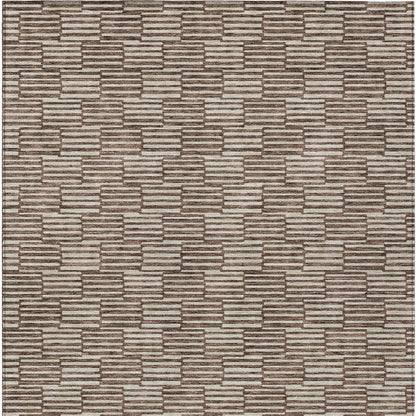 Tabselect Home Line 8' X 10' Brown And Beige Geometric Washable Indoor Outdoor Area Rug