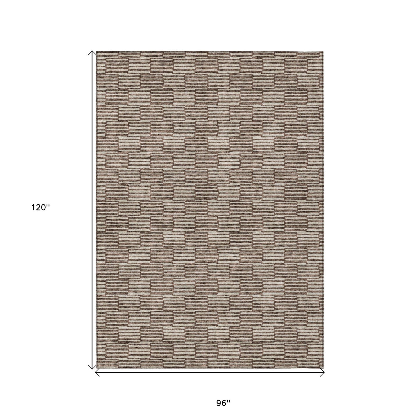 Tabselect Home Line 8' X 10' Brown And Beige Geometric Washable Indoor Outdoor Area Rug