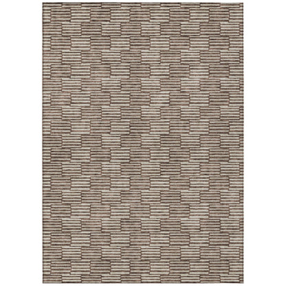 Tabselect Home Line 8' X 10' Brown And Beige Geometric Washable Indoor Outdoor Area Rug